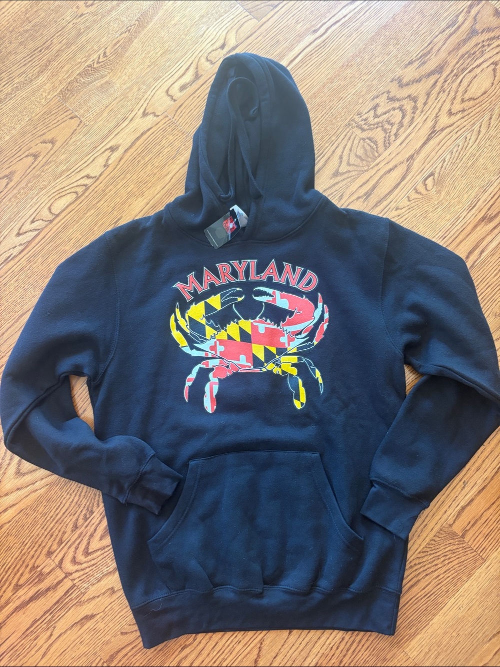 Maryland flag crab hoodie sweatshirt size M black NWT NEW unisex men’s womens